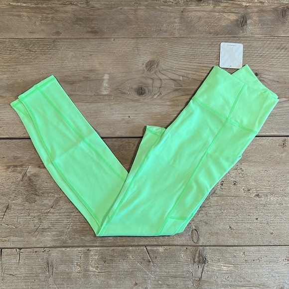 NWT- Fabletics PureLuxe HW Pocket Full Length Leggings- MINT GLOW NEON (27inch) - Picture 5 of 9